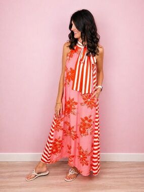 NWT Entro Palm Springs Dream Maxi Halter Tie Dress Large